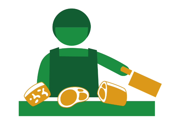 肉を加工しているイラスト